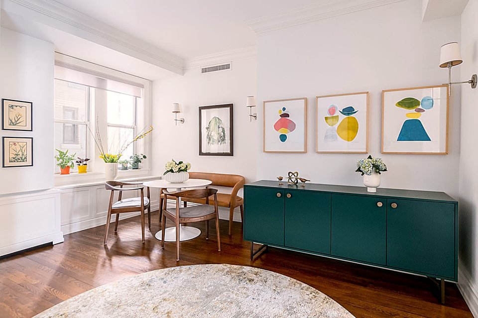Dining room set for gathering, warm layered neutrals