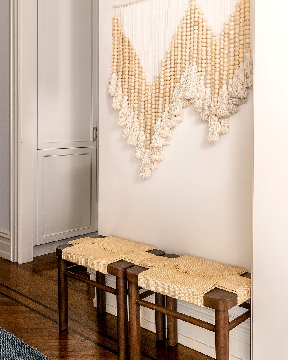 Dining room styling with warm neutral palette and accents