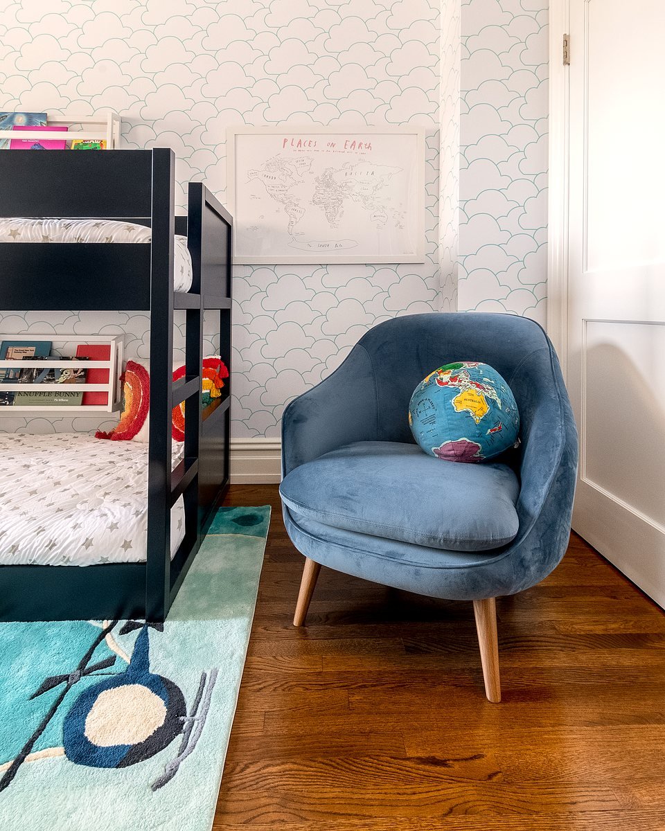 Children's room with playful color accents and durable finishes